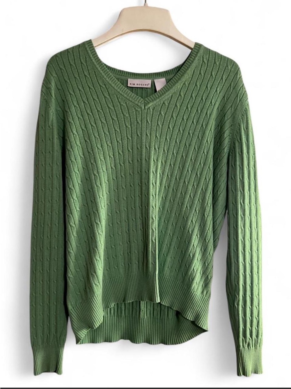 Y2K Lime Green Cable-Knit V-Neck Sweater